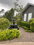 3 tier quarter horse fountain with round acorn and traditional pond