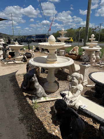 2 tier diamond large on tall base fountain with round acorn