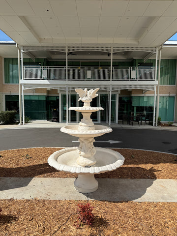 3 tier Italian fountain on smooth base and doves