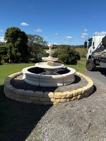 3 tier diamond short traditional acorn fountain with traditional pond surround