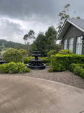 3 tier quarter horse fountain with round acorn and traditional pond