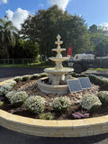 4 tier Quarter horse fountain with traditional acorn and traditional pond surround