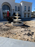 3 tier Italian fountain with traditional acorn and traditional pond surround