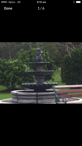 3 tier scollup fountain with cherub boy and traditional pond