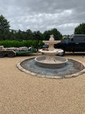 3 tier Italian fountain with doves wave pond surround and poly tub