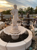 Large basket lady fountain with traditional pond surround
