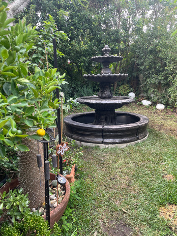 3 tier Italian with scollup fountain with traditional acorn and traditional pond surround