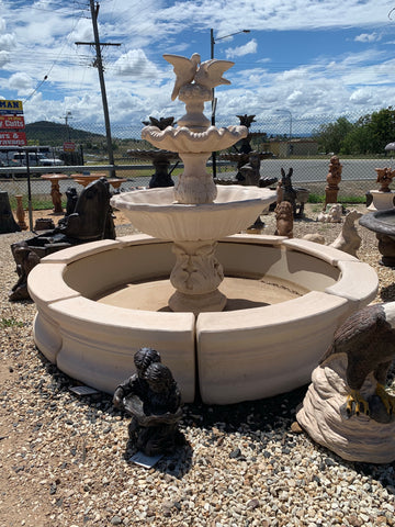 2 tier Corinthian fountain with doves traditional pond surround and poly tub