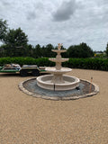 3 tier Italian fountain with doves wave pond surround and poly tub