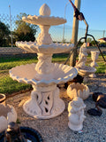 3 tier scollup fountain on Italian base with bacorn top