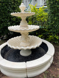 3 tier scollup fountain with traditional acorn and traditional pond surround
