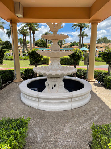 3 tier scollup fountain with doves and traditional pond surround