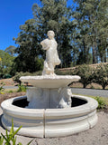 Quarter horse fountain with basket lady and traditional pond surround